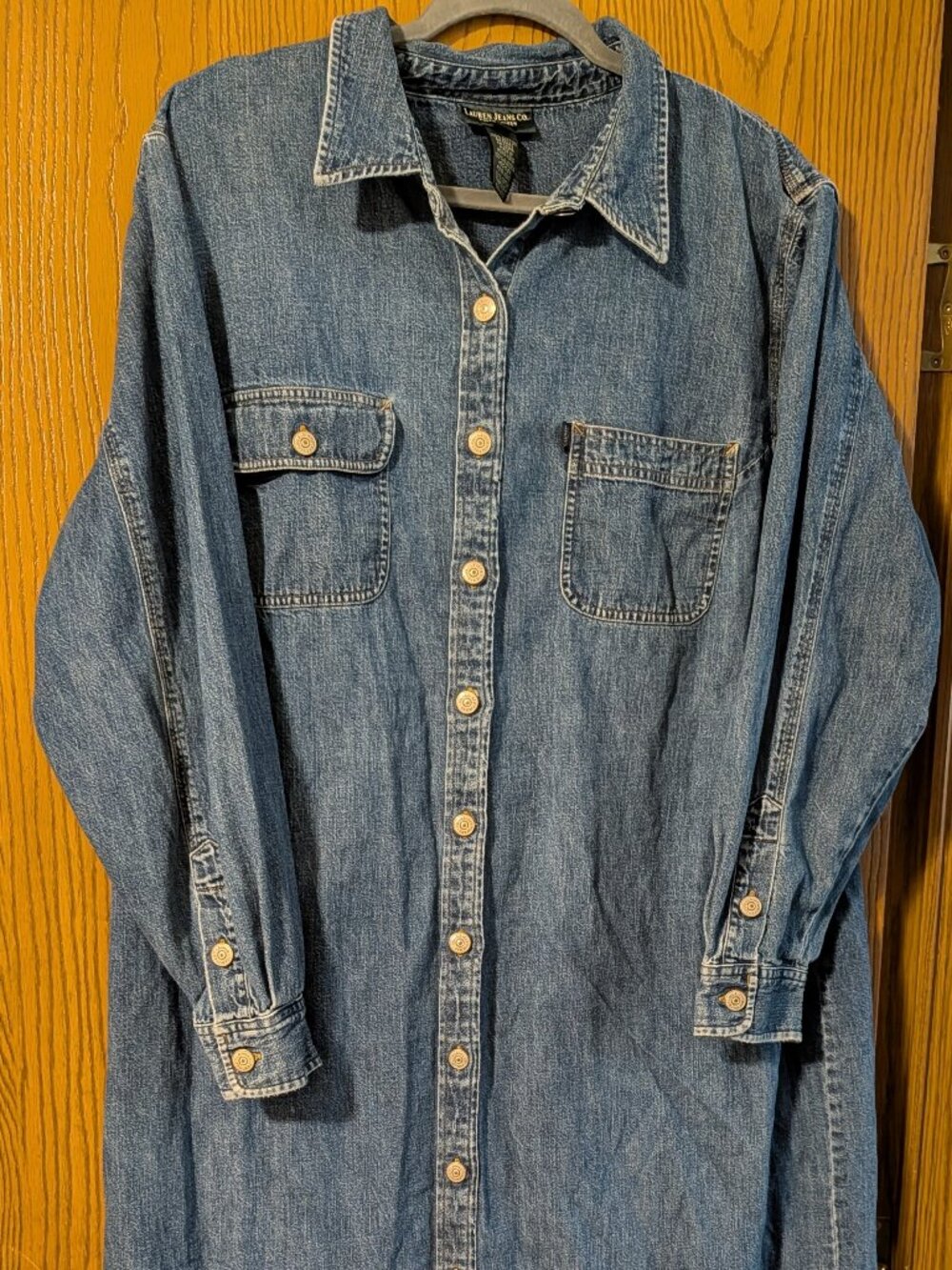 Vintage Ralph Lauren Denim Maxi Shirt Dress - Long Sleeve Medium Wash Size 3x